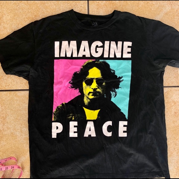 John Lennon 'Imagine Peace' Black XL Tee - Picture 2 of 8
